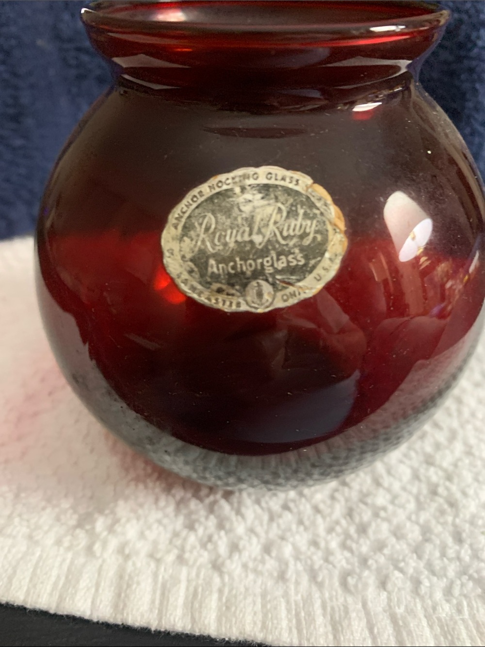 Royal Ruby Red Glass Vase with original label